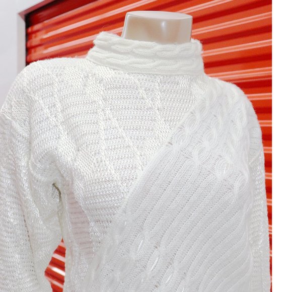 4 design VINTAGE argyle knit mohair SWEATER pullover M - Picture 3 of 5